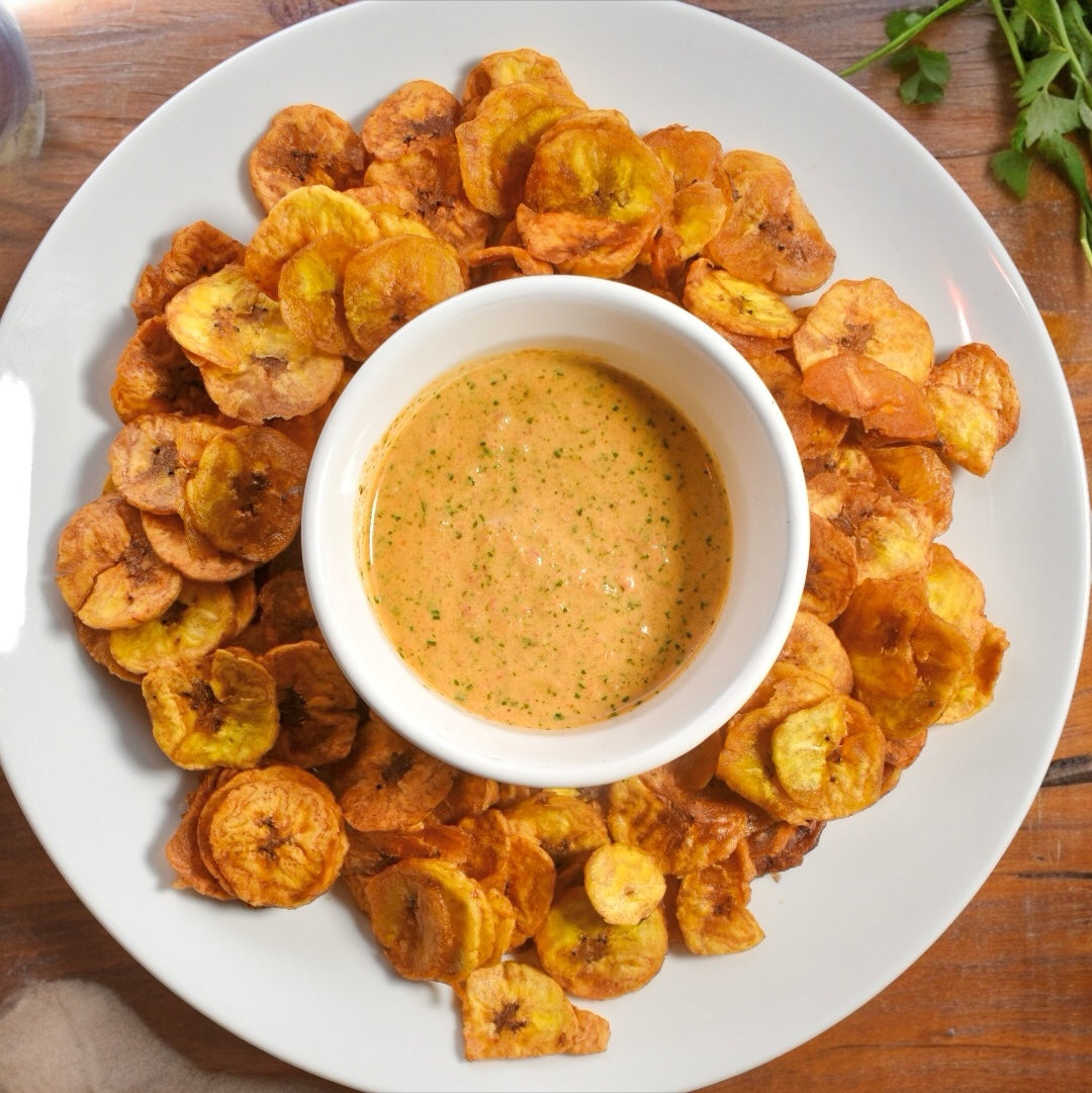 Peri-Peri Sauce Paired with Homemade Plantain Chips